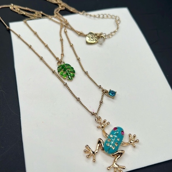 Betsey Johnson Jewelry - Betsy Johnson,jungle book teal gold, frog necklace